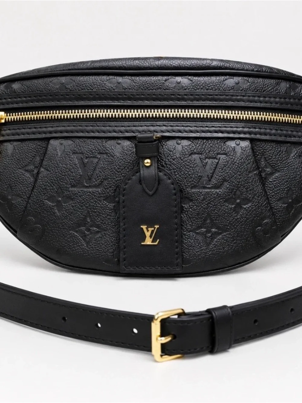 Louis Vuitton Black Monogram Empreinte Belt Bag with Gold Hardware